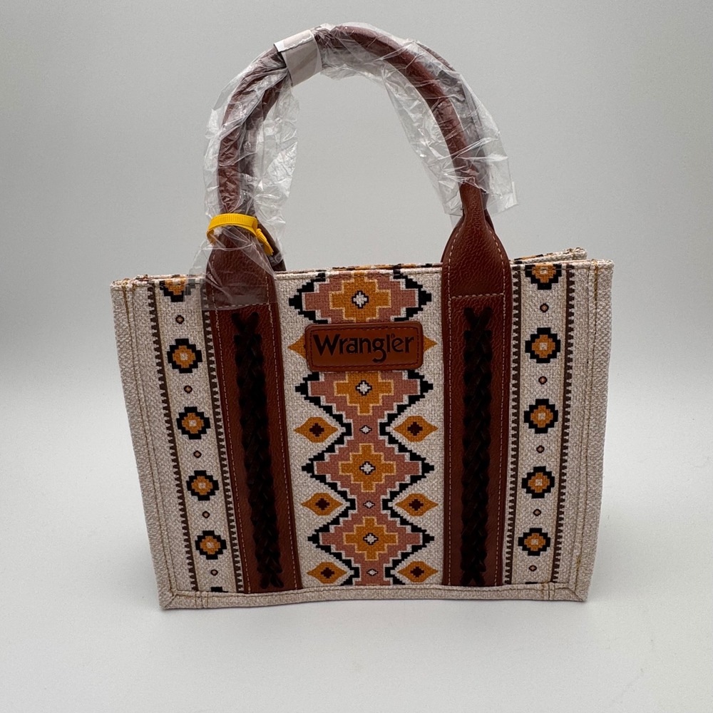 Wrangler Aztec Print Tote Bag Brown Western Crossbody Handbag WG2202-8120SCF NEW